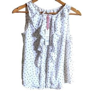 🔖NWT! ELLE Polka Dot Ruffle Chiffon Blouse